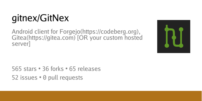 Zusammenfassungskarte des Repositorys gitnex/GitNex