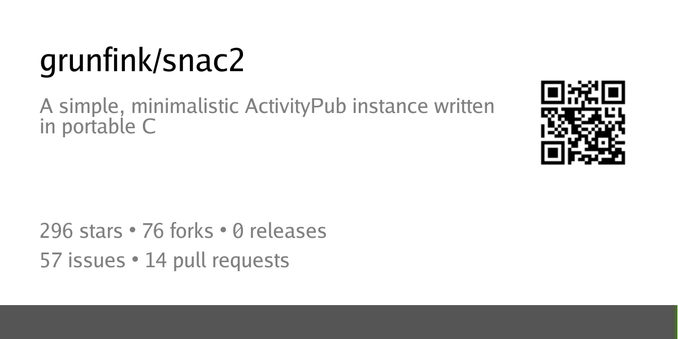 Zusammenfassungskarte des Repositorys grunfink/snac2