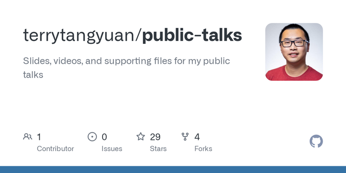 Slides, videos, and supporting files for my public talks - terrytangyuan/public-talks