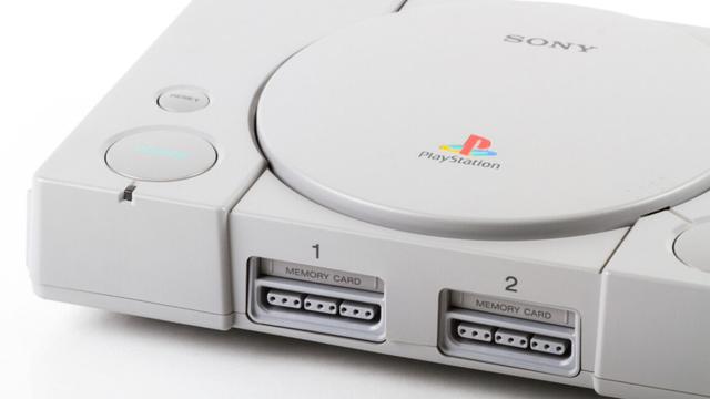 A photo of the Sony PlayStation video game console.