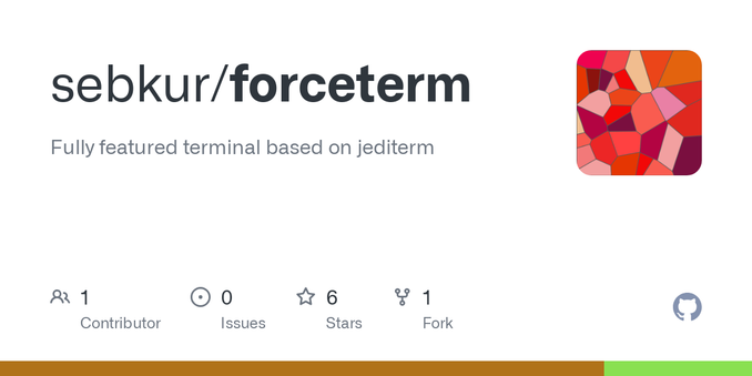 Fully featured terminal based on jediterm. Contribute to sebkur/forceterm development by creating an account on GitHub. Fully featured terminal based on jediterm. Contribute to sebkur/forceterm development by creating an account on GitHub.