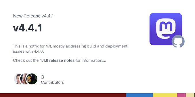 This is a hotfix for 4.4, mostly addressing build and deployment issues with 4.4.0.
Check out the 4.4.0 release notes for information.
Upgrade overview
This release contains upgrade notes that devi... This is a hotfix for 4.4, mostly addressing build and deployment issues with 4.4.0.
Check out the 4.4.0 release notes for information.
Upgrade overview
This release contains upgrade notes that devi...