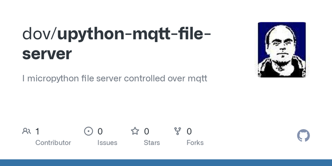 I micropython file server controlled over mqtt. Contribute to dov/upython-mqtt-file-server development by creating an account on GitHub. I micropython file server controlled over mqtt. Contribute to dov/upython-mqtt-file-server development by creating an account on GitHub.