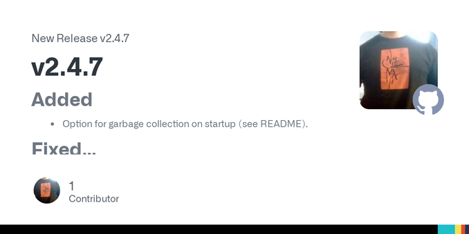 Added

Option for garbage collection on startup (see README).

Fixed

Use single quotes for string literals in SQLite queries.
Fix WITH RECURSIVE queries.
Fix broken CI workflow.

Changed

Present ...