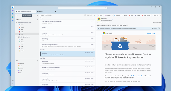 FluentBird is a userChrome.css theme for Mozilla Thunderbird, that implemenets Windows 11 Fluent Design and Mica transparency materials. - Deathbyteacup/fluentbird