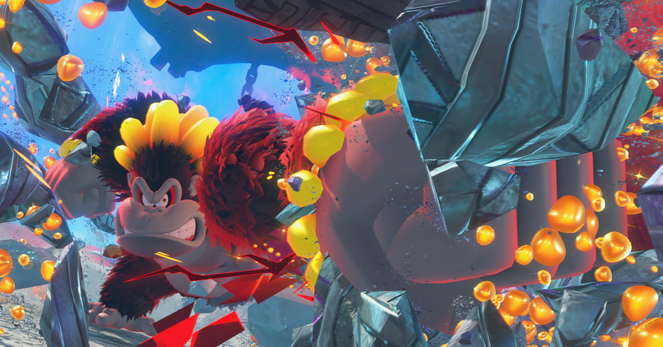 A screenshot from the video game Donkey Kong Bananza.