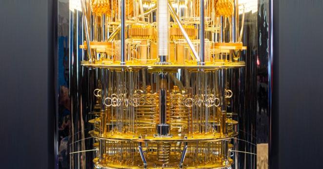 Der Quantencomputer „IBM Q System One“ auf der Elektronikmesse CES 2020 in Las Vegas
