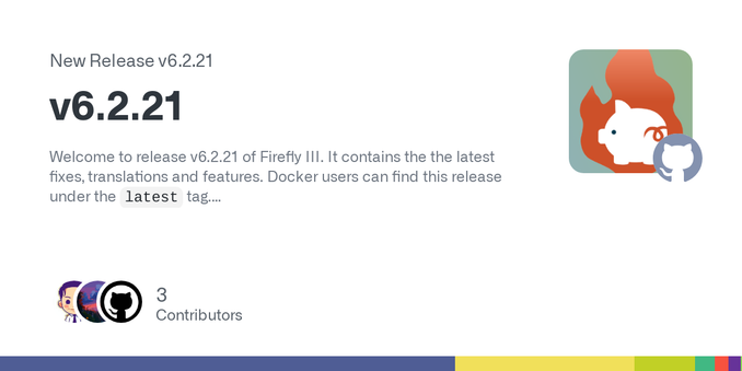 Welcome to release v6.2.21 of Firefly III. It contains the the latest fixes, translations and features. Docker users can find this release under the latest tag.
Added

Debug information to search e...