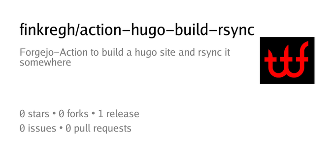 Zusammenfassungskarte des Repositorys finkregh/action-hugo-build-rsync