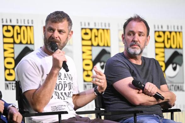 Matt Stone, Trey Parker at the 'Comedy Central Adult Animation: South Park, Beavis & Butt-Head, and Digman!' panel at the 2025 Comic-Con International