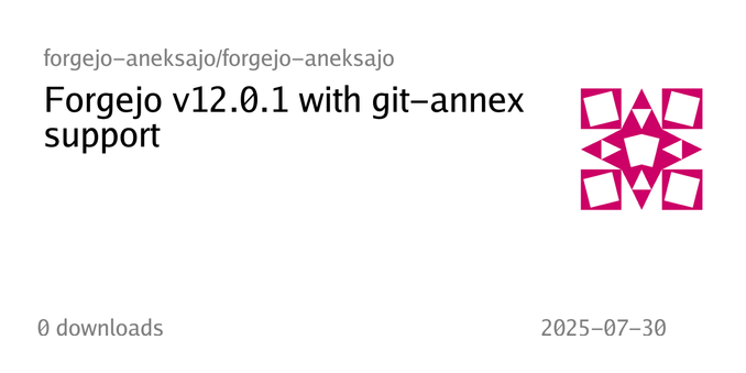Übersichtskarte eines Releases mit dem Titel „Forgejo v12.0.1 with git-annex support“ im Repository forgejo-aneksajo/forgejo-aneksajo