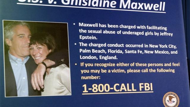 A board outlining the case against Ghislaine Maxwell is seen during a news conference to announce charges against Maxwell for her alleged role in the sexual exploitation and abuse of multiple minor girls by Jeffrey Epstein, July 2, 2020, in New York. (AP Photo/John Minchillo, File)