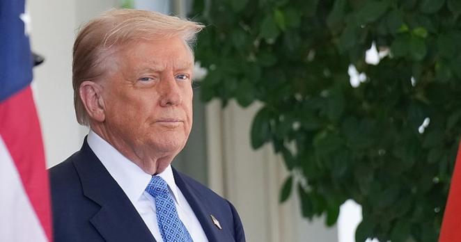 WASHINGTON, DC - AUGUST 08:  U.S. President Donald Trump awaits the arrival of Armenian Prime Minister Nikol Pashinyan at the White House on August 8, 2025 in Washington, DC. Trump is scheduled to hold a trilateral signing ceremony with the leaders of Armenia and Azerbaijani to end decades of conflict. (Photo by Andrew Harnik/Getty Images)