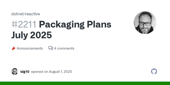 Our previous announcement that we were going to be moving forward with a new packaging plan for Rx.NET turned out to be premature. The plan, whose main goal is to fix the 'deployment bloat' issues ...