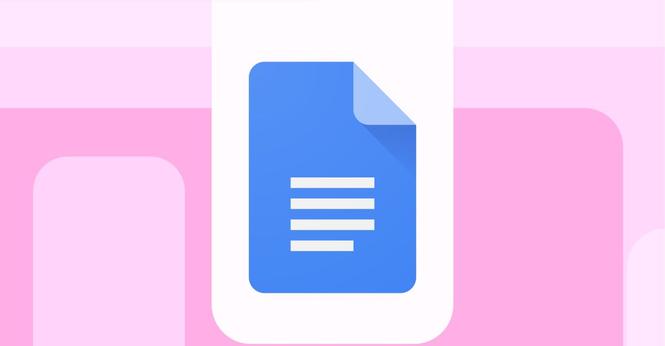 An image of the Google Docs logo on a pink background