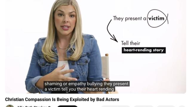 In this image from a YouTube video posted on Oct. 15, 2024, Allie Beth Stuckey speaks about issues from her book, "Toxic Empathy: How Progressives Exploit Christian Compassion." (AP Photo)