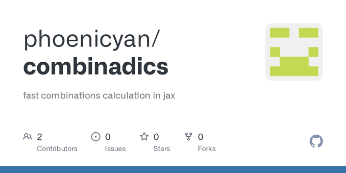 fast combinations calculation in jax. Contribute to phoenicyan/combinadics development by creating an account on GitHub.