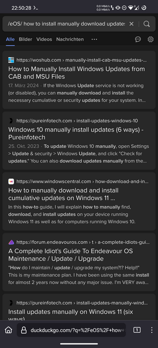 Search for eOS update installation and getting presented with lots of windows stuff