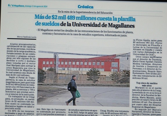 crónica marco sepulveda Más de 2 mil 489 mill. cuesta la planilla de sueldos
de la Uni Magallanes
(Crónica pag 6 El magallanes)