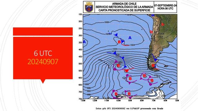 surface chart on 2024 7th spt 6 UTC Armada de Chile